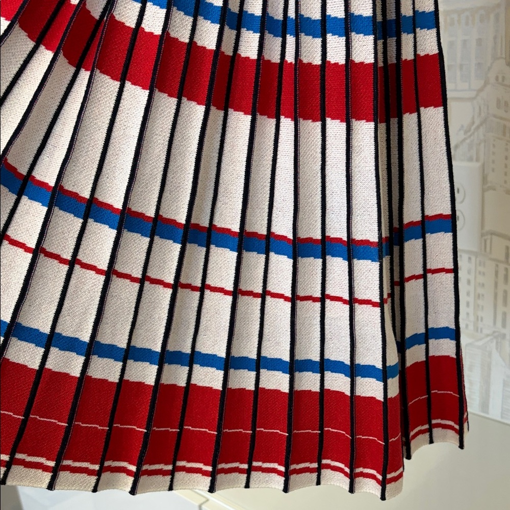 NEW with tags - Banana Republic Navy, Red & White Striped Pleated Midi Skirt - Picture 6 of 6